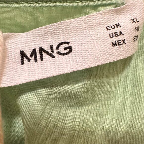 Mango - Light Green Cut-Out Waist Long-Sleeve Dress – Size US 10 - Picture 7 of 10